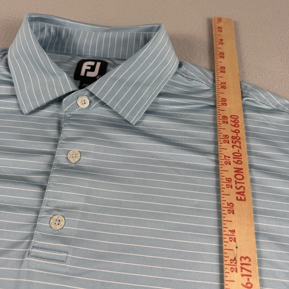 Foot Joy FJ Polo Shirt Mens XL Blue Striped Golf Performance SS Athletic